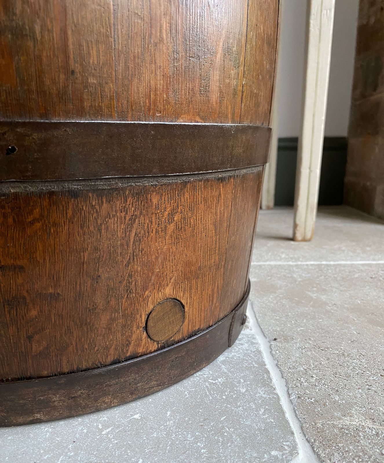 Oak Barrel Stick Stand Log Bin photo furniture