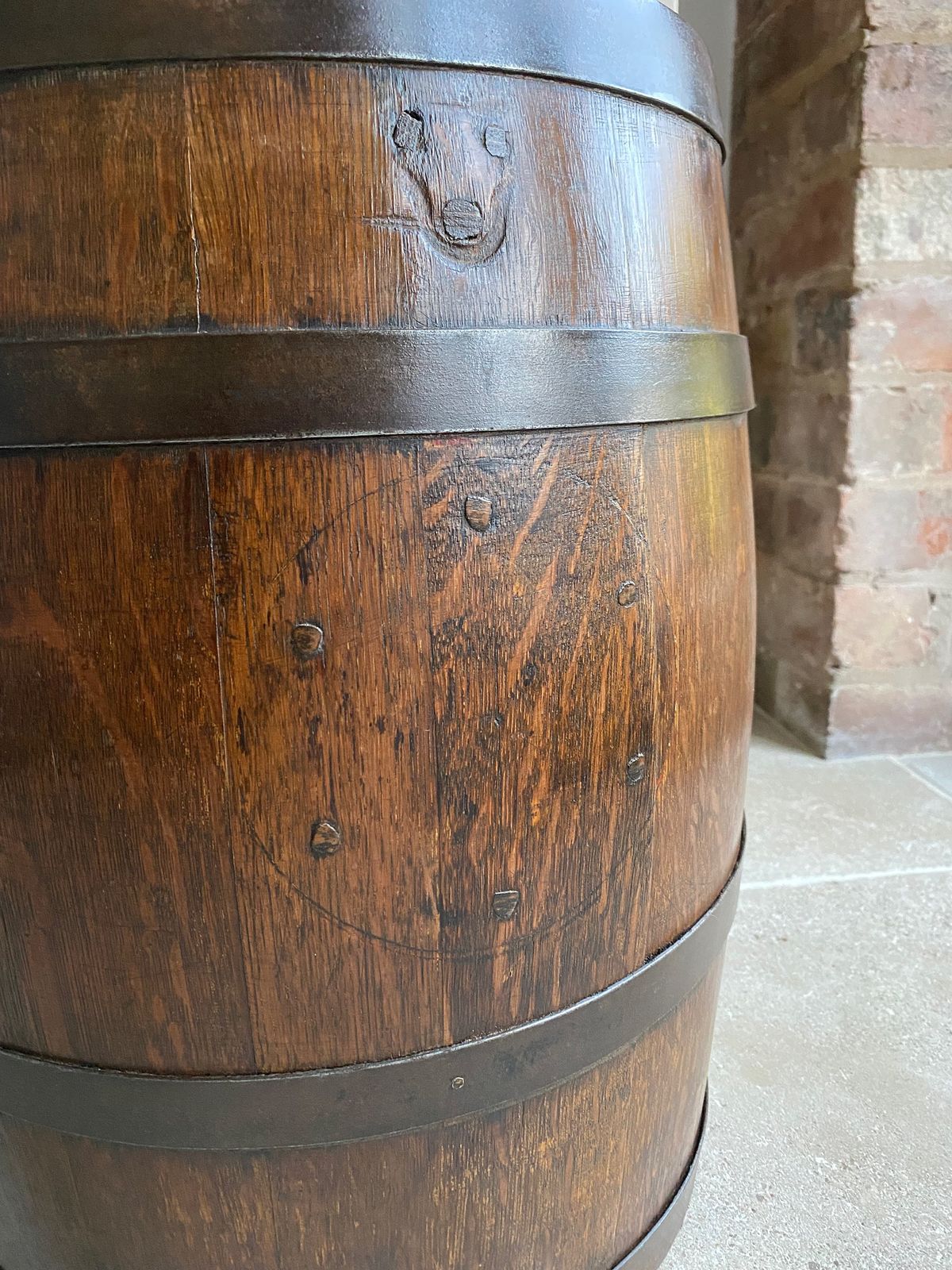 Oak Barrel Stick Stand Log Bin photo for sale