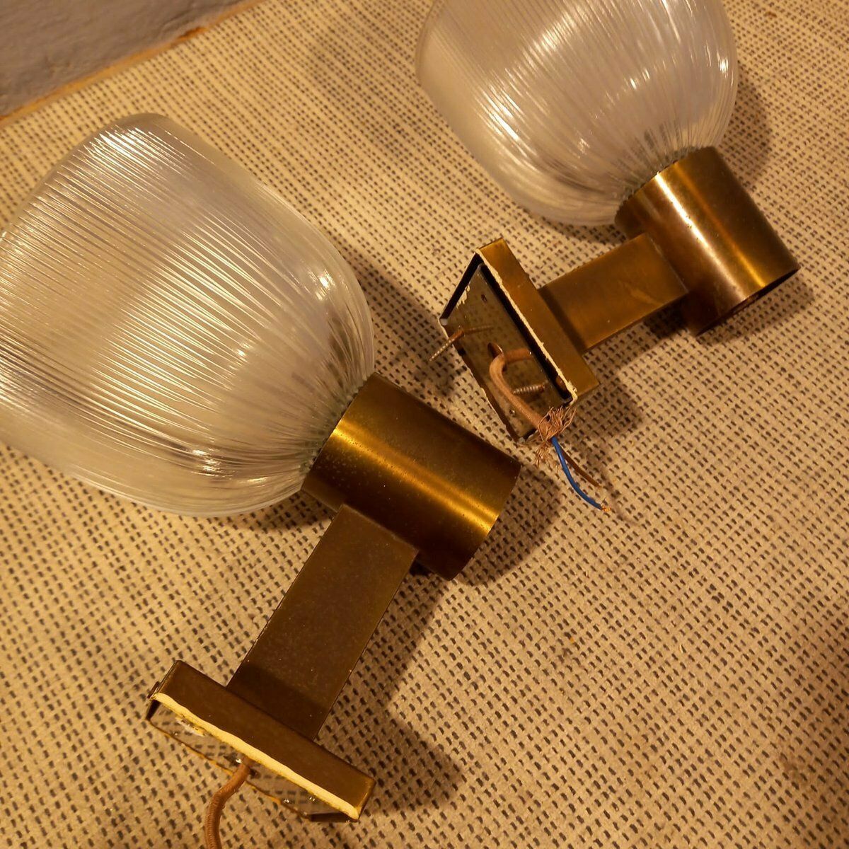 Brass And Glass Wall Lamp By Fidenza Vetraria In The Style Of Azucena 1950s photo Lighting