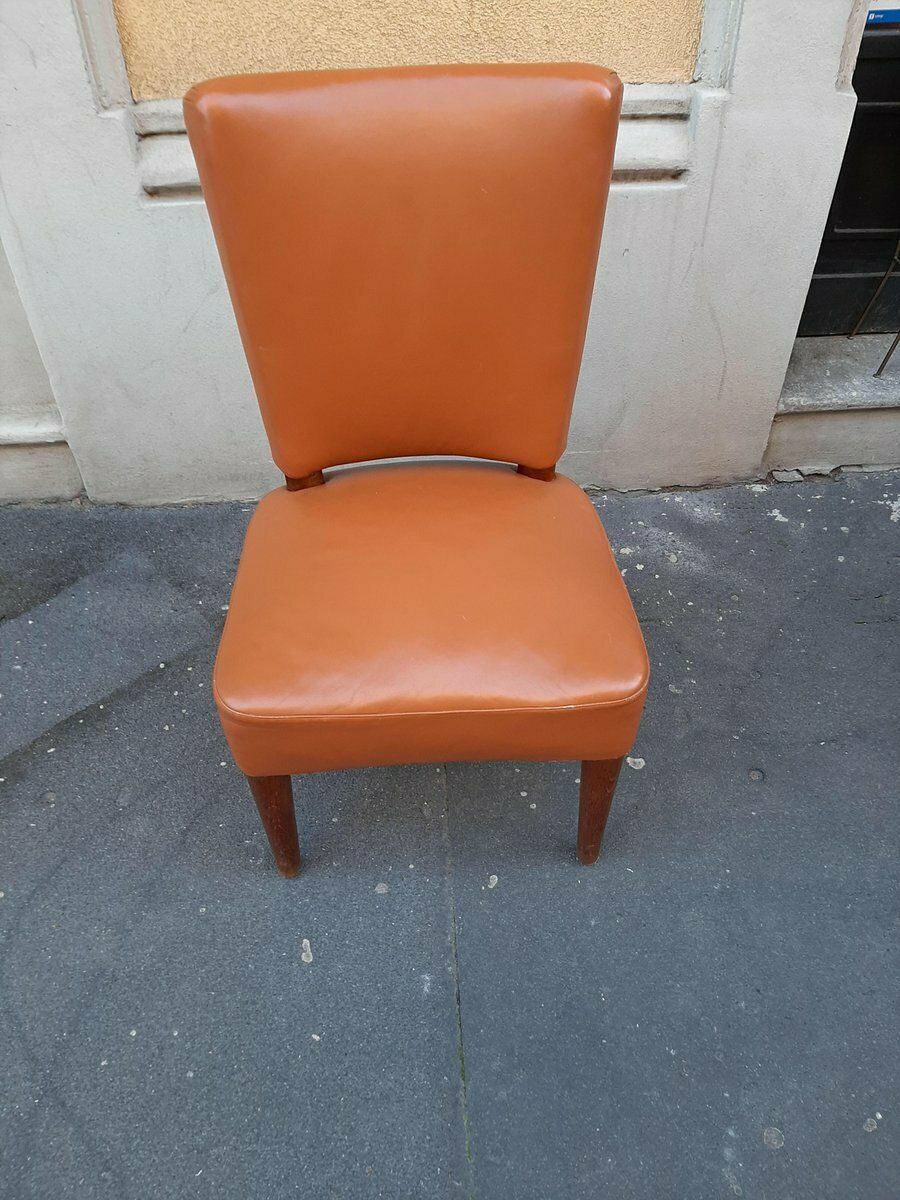 Wood And Brown Leather Dining Chair By Osvaldo Borsani For Atelier Borsani Varedo 1930s photo Furniture