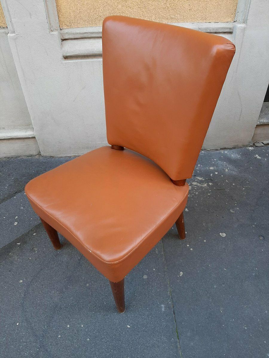 Wood And Brown Leather Dining Chair By Osvaldo Borsani For Atelier Borsani Varedo 1930s photo 1263.0
