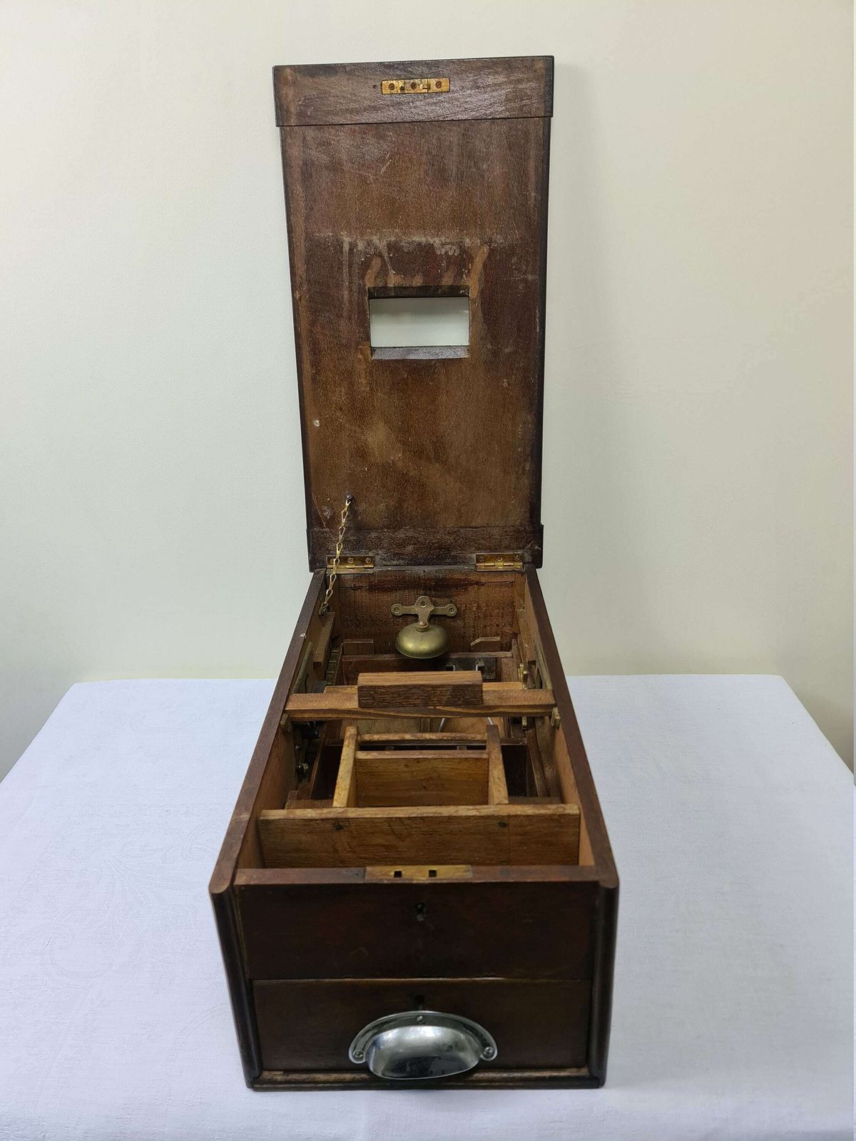 Large Vintage Wooden Cash Till With Working Bell From The 1920s photo buy