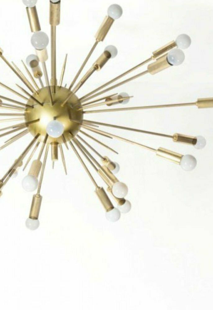 Sputnik 24 Light Brass Chandelier From Stilnovo, 1950s photo furniture