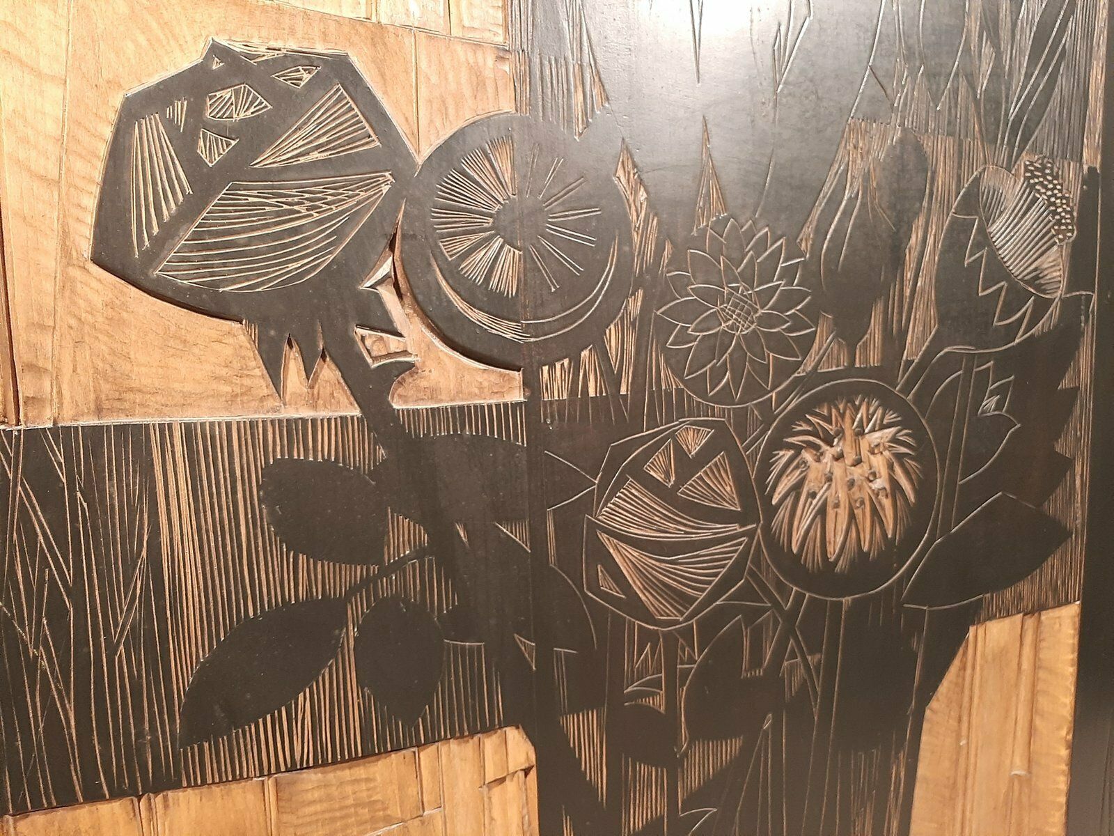 Decorative Wood Panel With Floral Motifs By Victor Cerrato, 1970s photo 2104.0