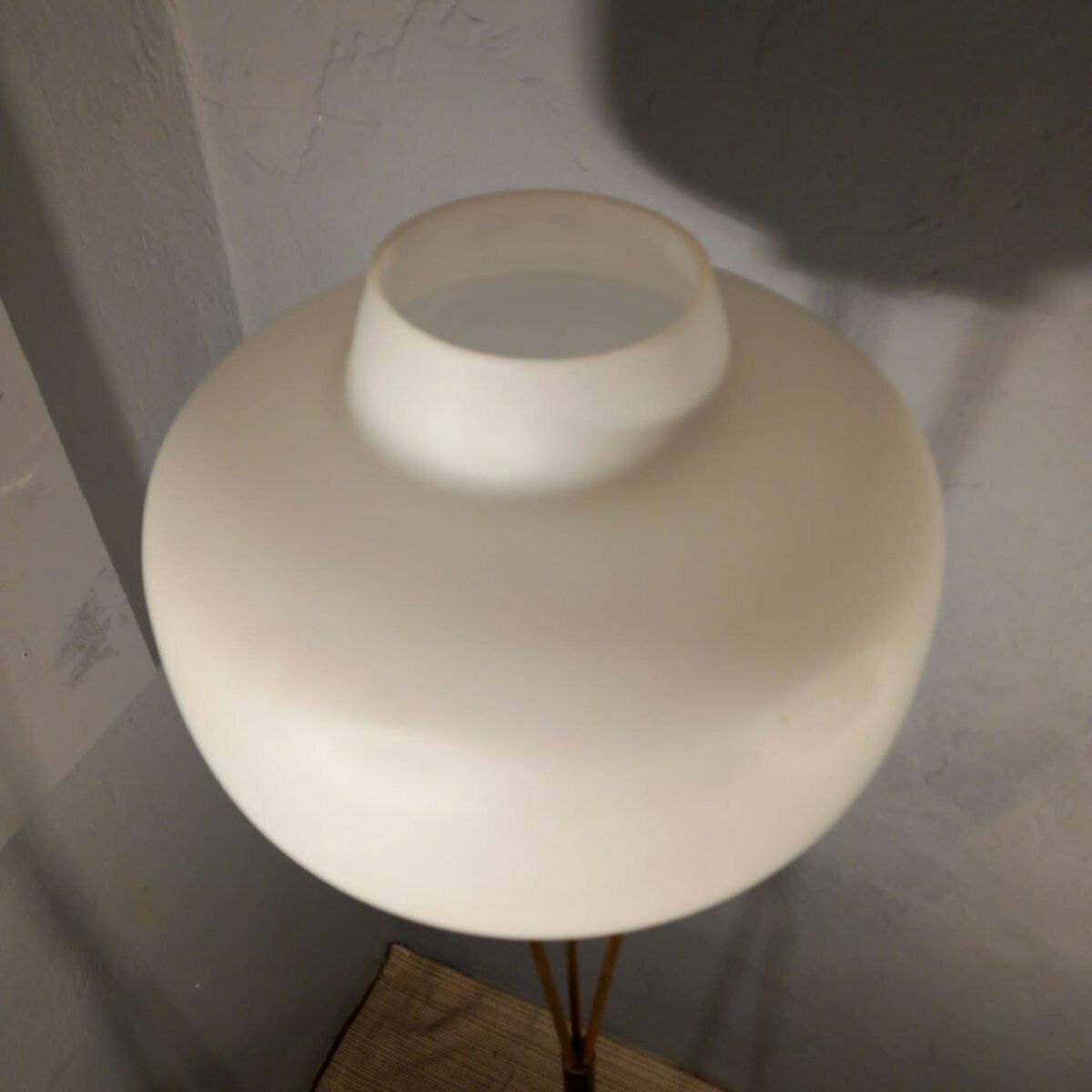 Brass And Opaline Glass Floor Lamp With White Marble Base From Stilnovo, 1950s photo vinterior