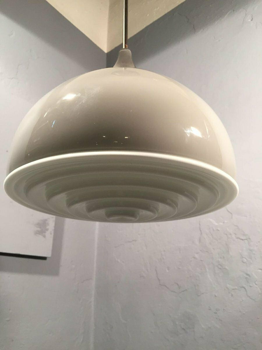 Ceiling Lamp In Gray And Milky Glass By Alessandro Pianon For Vistosi