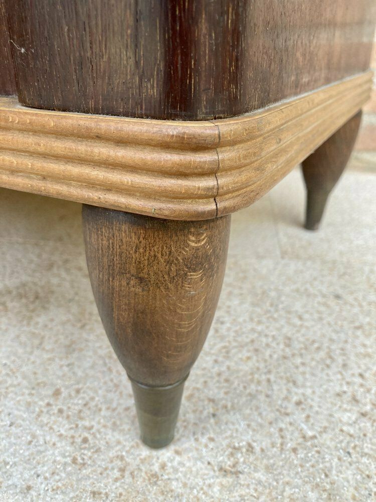 photo buy Italian Walnut And Beech Nightstands With Black Glass, 1940s, Set Of 2
