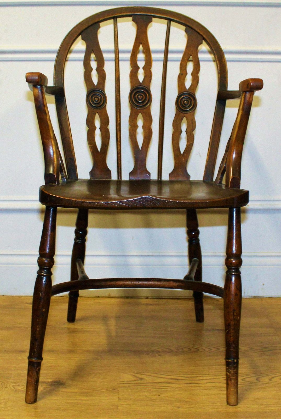 Antique Victorian Windsor Chair Wooden Desk Vintage Seating Stickleback Stick Carver Armchair Comback photo for sale