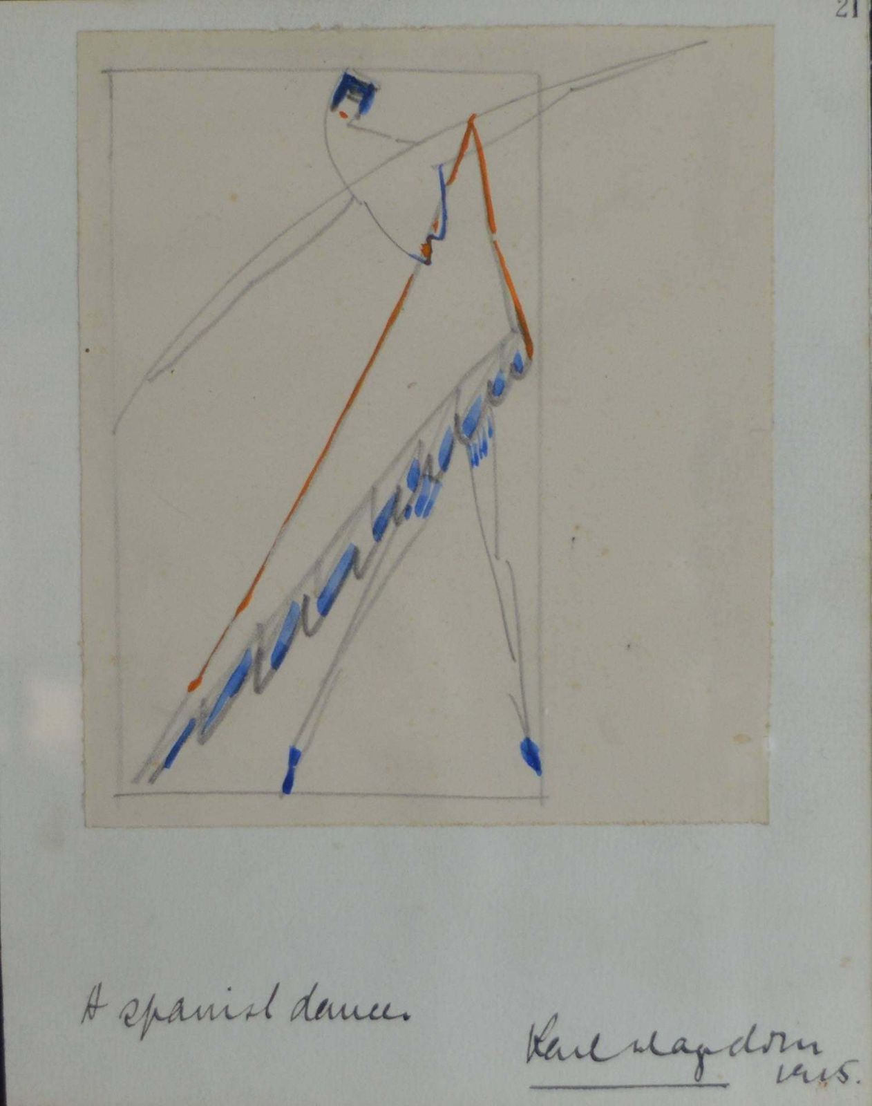 Cubist Drawing. Spanish Dancer, Karl Hagedorn, 1915 photo for sale