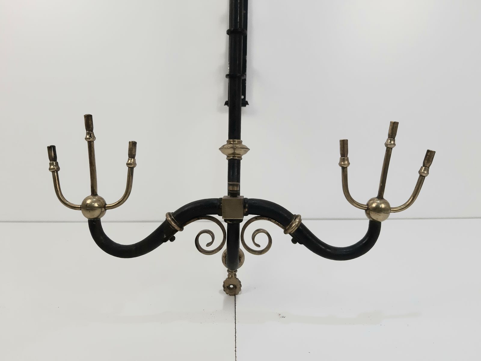 Rare And Unusual  Antique Pair Of Cast Iron And Brass Wall Mounted Gasoliers (Not Wired) photo Lighting