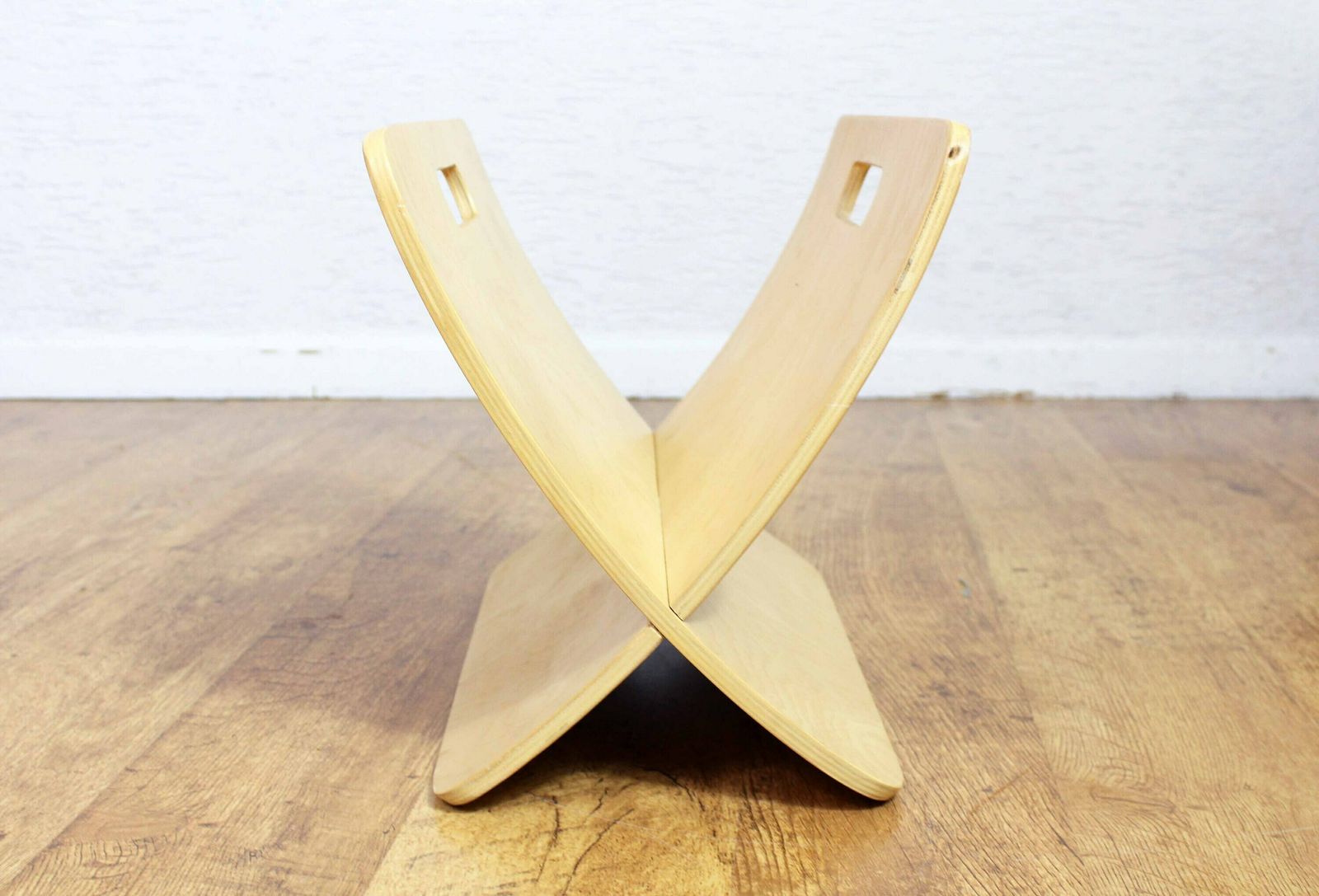 Vintage Plywood Magazine Rack, 1980s photo furniture