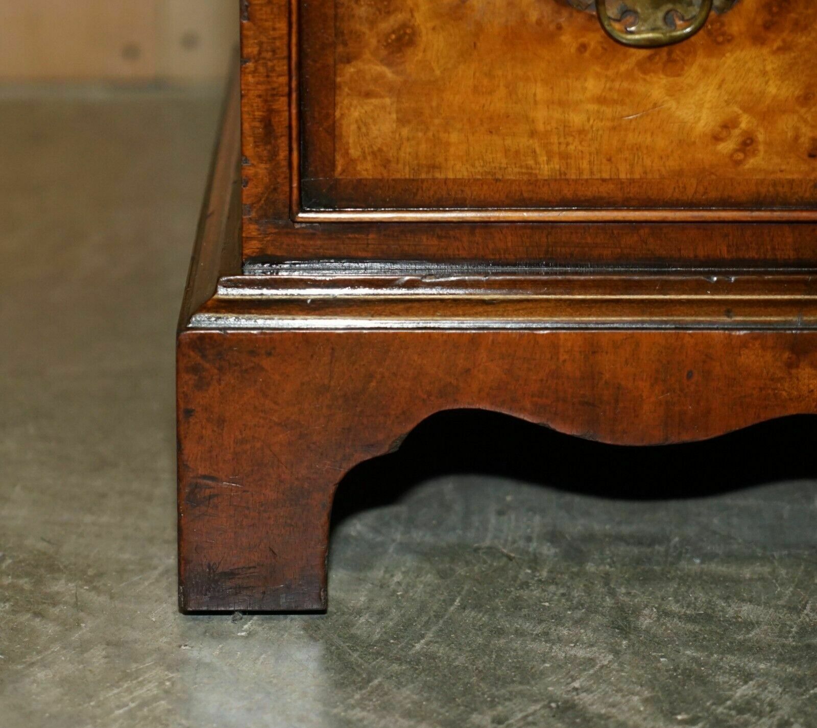 Lovely Antique Victorian Burr Walnut Cushion Drawer Brown Leather Partner Desk photo buy