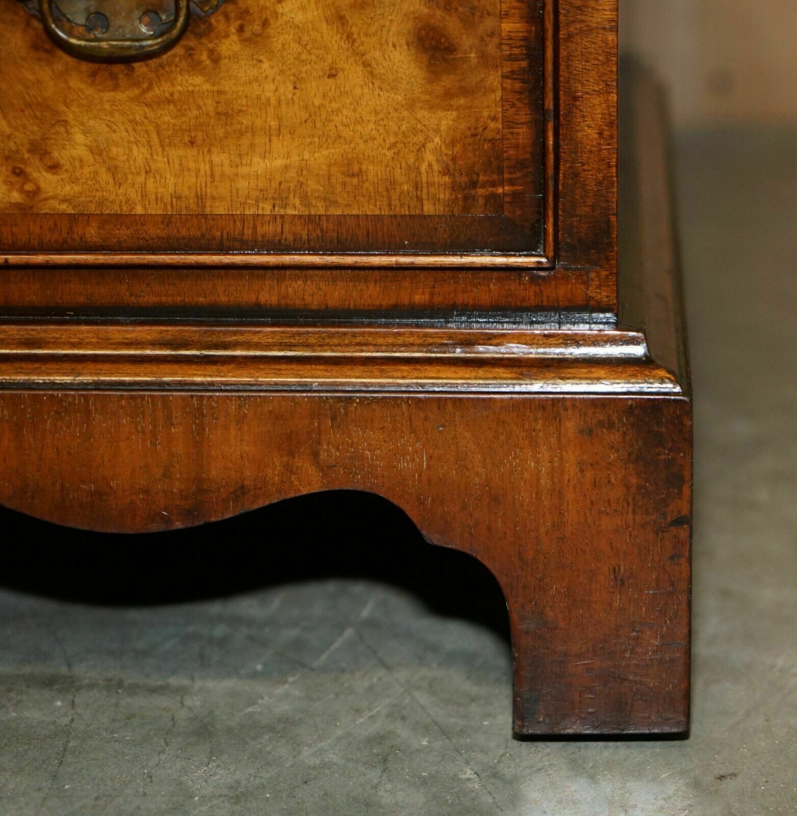Lovely Antique Victorian Burr Walnut Cushion Drawer Brown Leather Partner Desk photo vintage