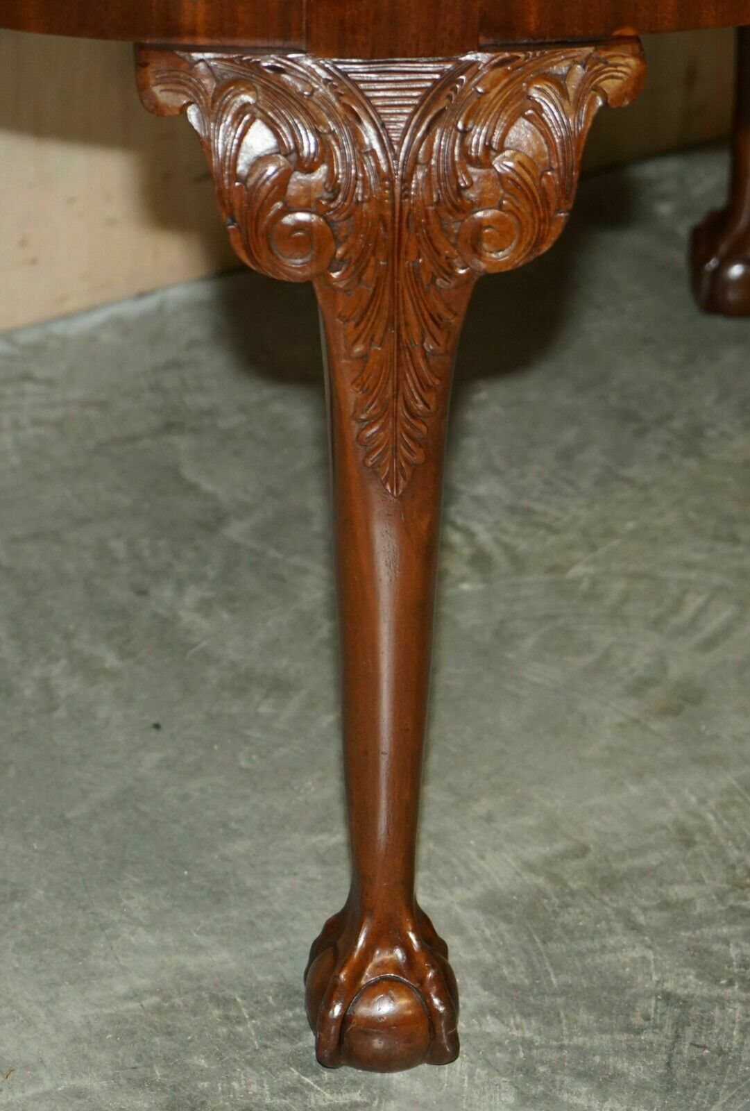 Furniture Lovely Antique Circa 1920 English Hand Carved Walnut Claw & Ball Dining Table photo