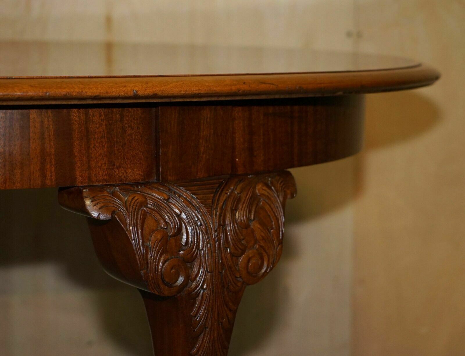 1350.0 Lovely Antique Circa 1920 English Hand Carved Walnut Claw & Ball Dining Table photo