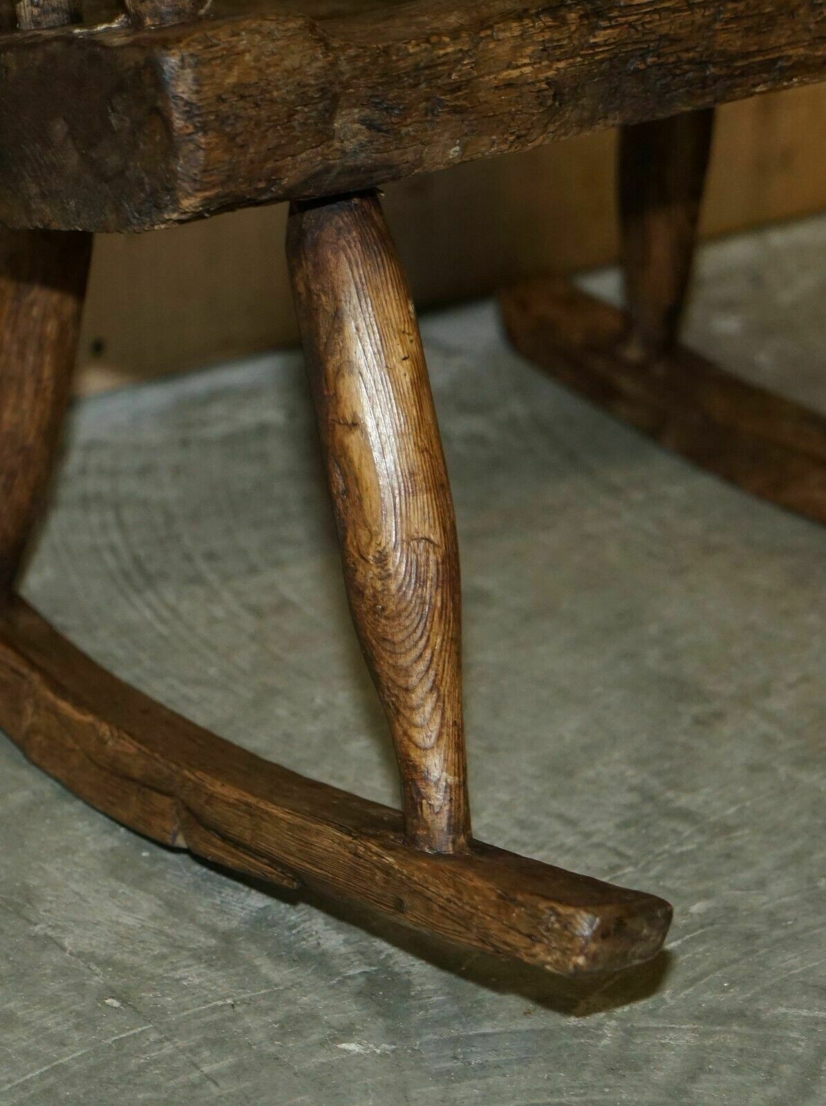 Furniture Rare & Primitive Circa 1820 Irish Famine Rocking Armchair Original Timber photo