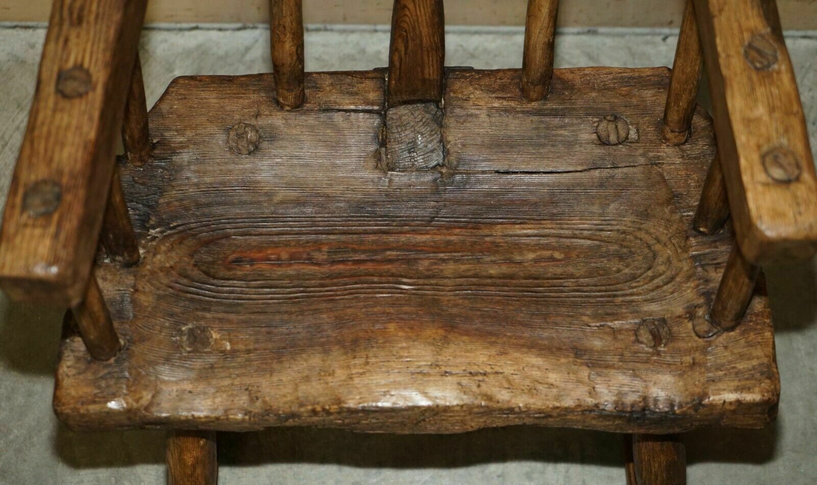 photo buy Rare & Primitive Circa 1820 Irish Famine Rocking Armchair Original Timber