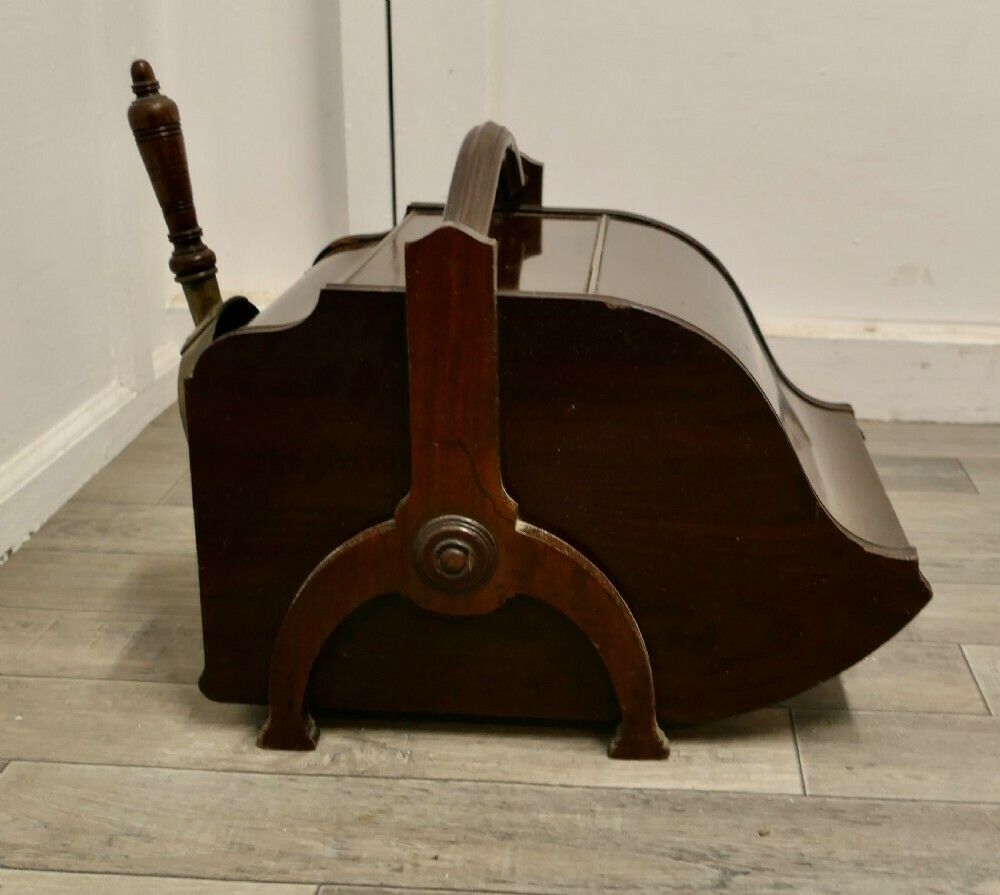 A Victorian Double Ended Coal Box With Liner And Shovel