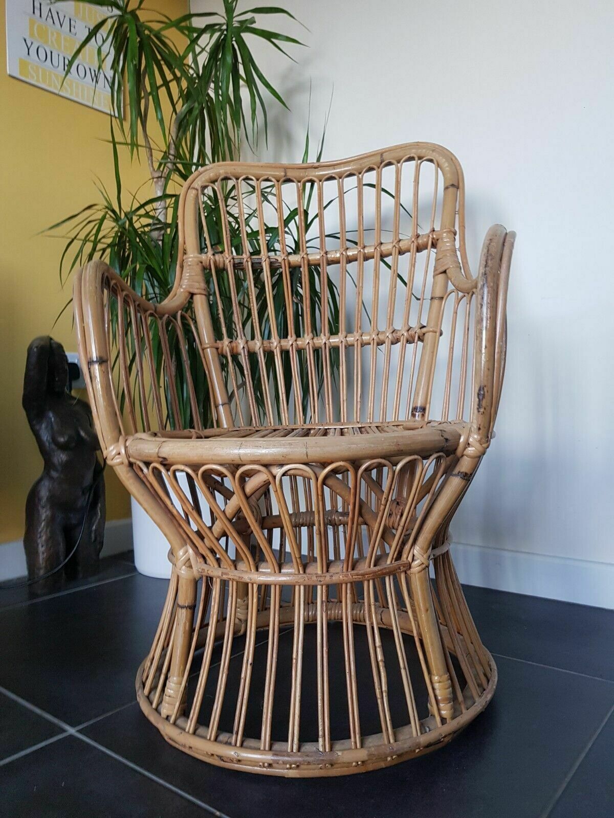 Luigi Caccia Dominioni Attributed Italian Mid Century Bamboo Chair