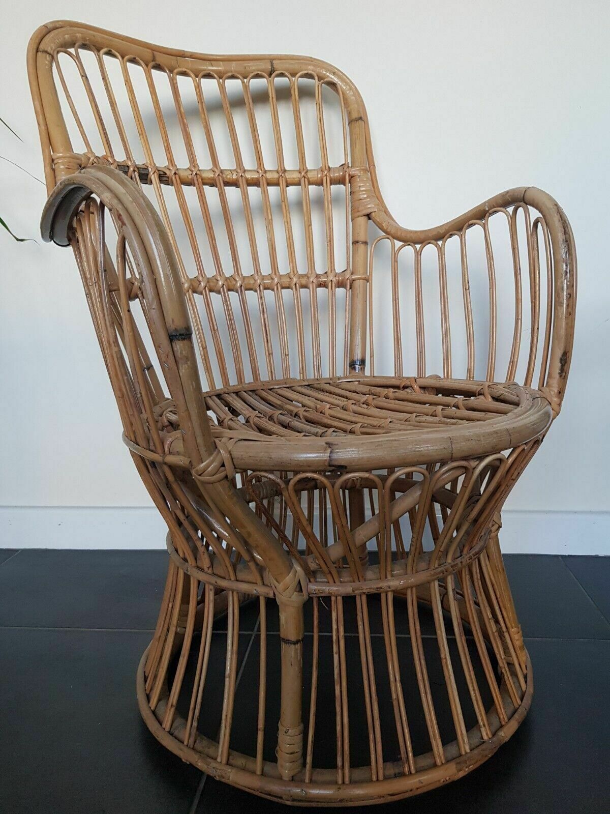 Luigi Caccia Dominioni Attributed Italian Mid Century Bamboo Chair photo vinterior