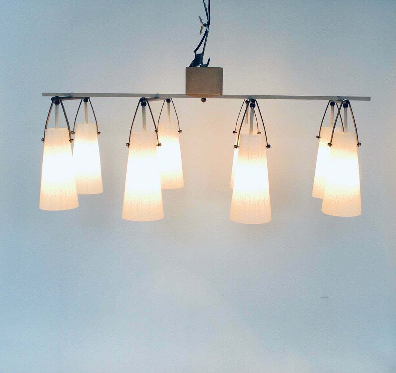 Mid Century Italiaans Design Glas & Messing Xl Hanglamp, Italië Ca. Jaren 1950 photo buy