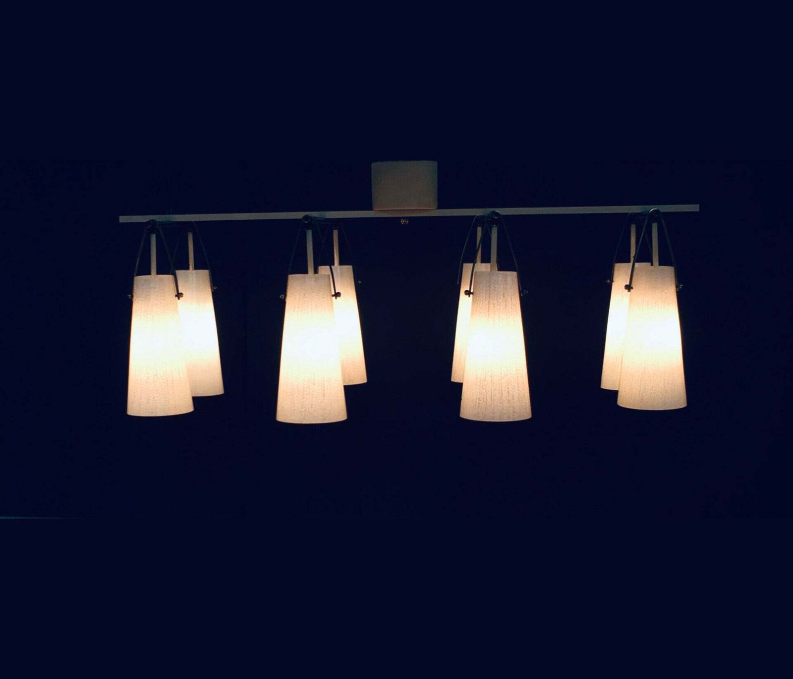 photo vintage Midcentury Italian Design Glass & Brass Xl Chandelier, Italy 1950's