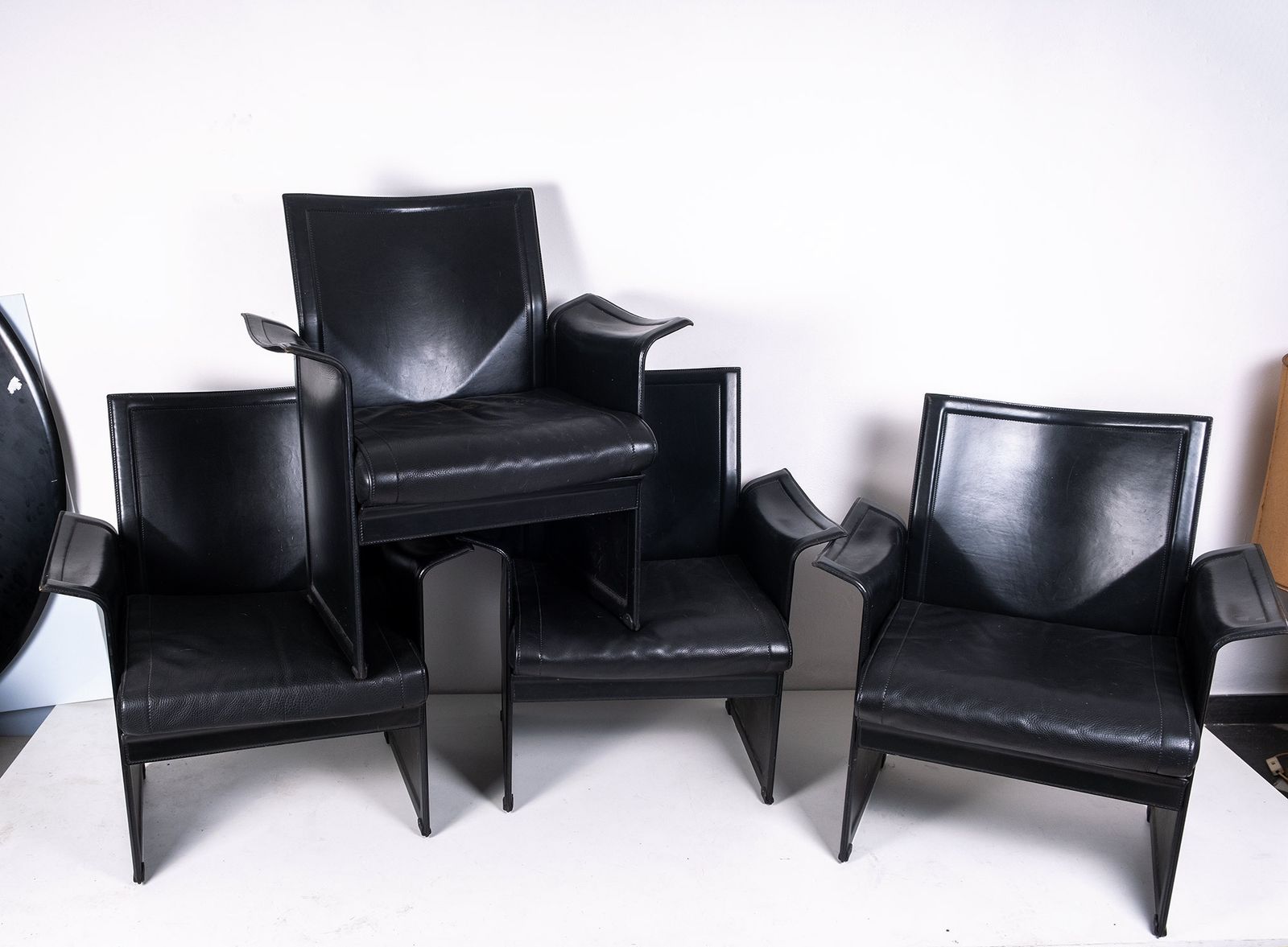 4 Leather Armchairs "Korium" By Tito Agnoli For Matteo Grassi, Italy photo 2000.0