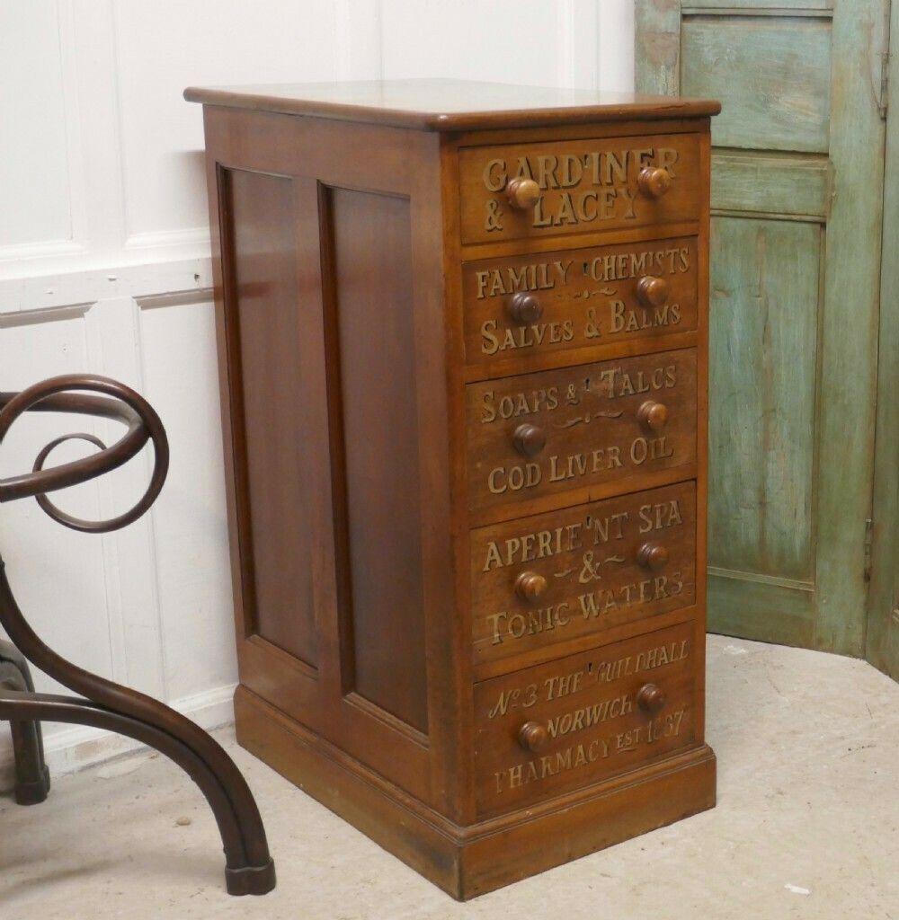 Victorian Mahogany 5 Drawer Pharmacy Chest Of Drawers photo furniture