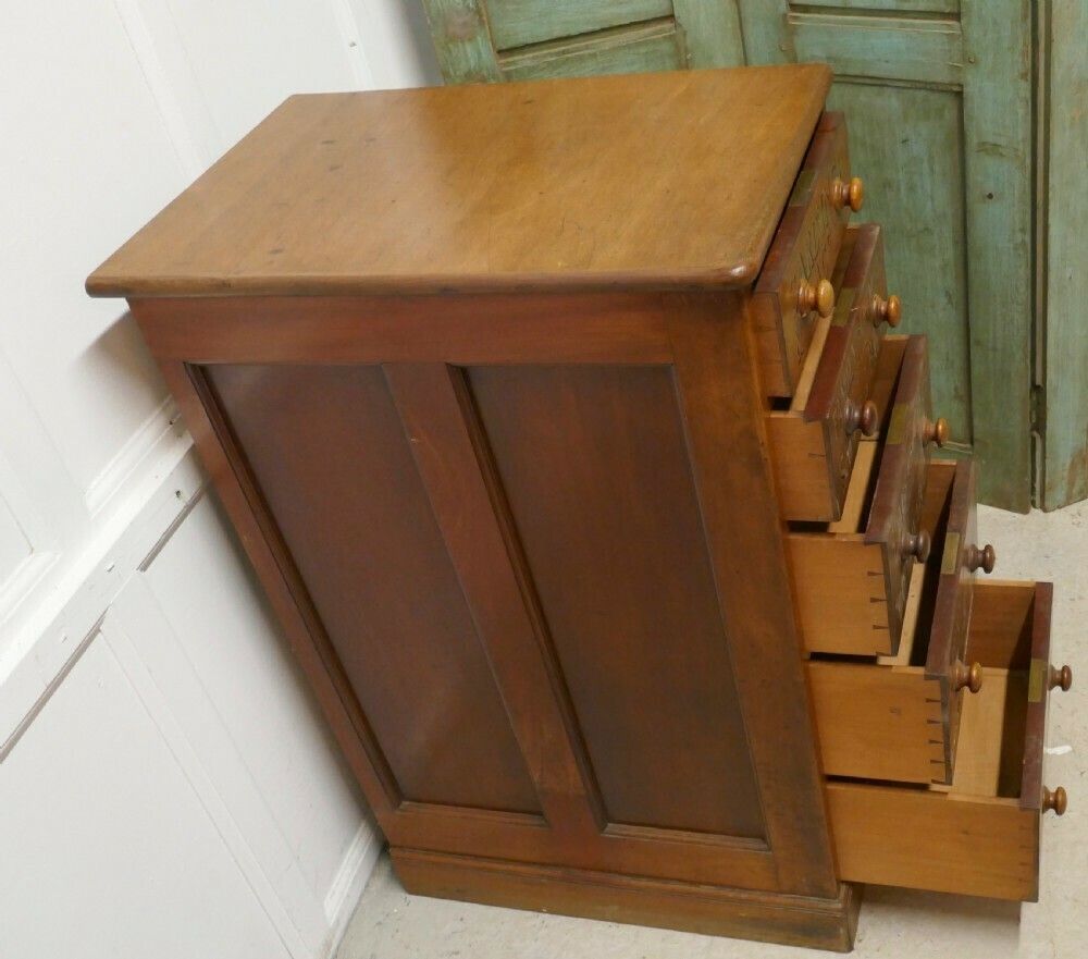 Victorian Mahogany 5 Drawer Pharmacy Chest Of Drawers photo vintage