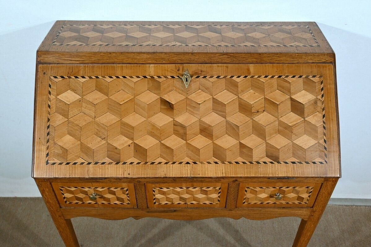Sloping Oak Desk, Directoire Style 2nd Part Of The 19th Century photo vintage
