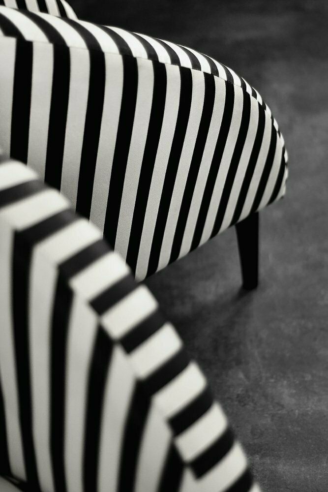 Mid Century Scandinavian Modern Rounded Armchairs With Black & White Stripes, 1960s, Set Of 2 photo furniture