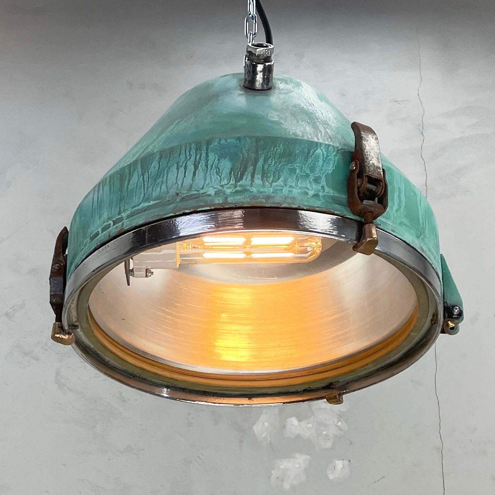 Verdigris Rust Industrial Ceiling Pendant Light By Veb C1970 photo vinterior