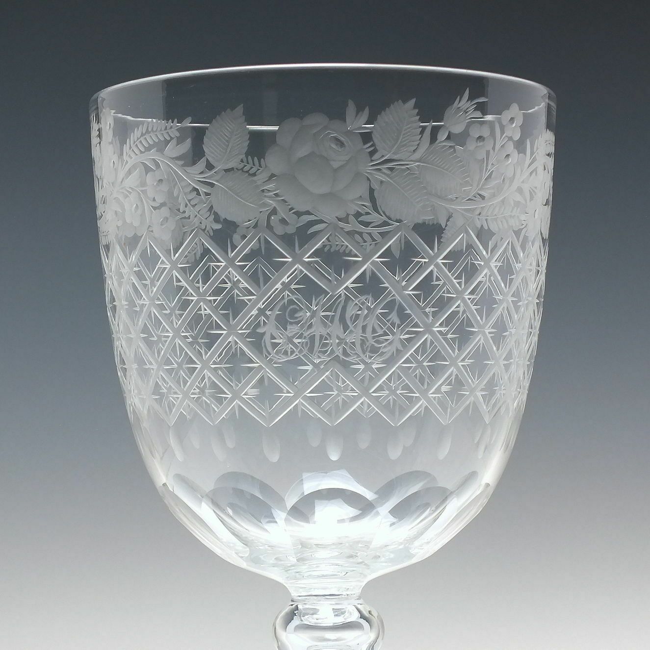 Victorian Engraved Stevens & Williams Glass Wine Goblet C1880 photo furniture