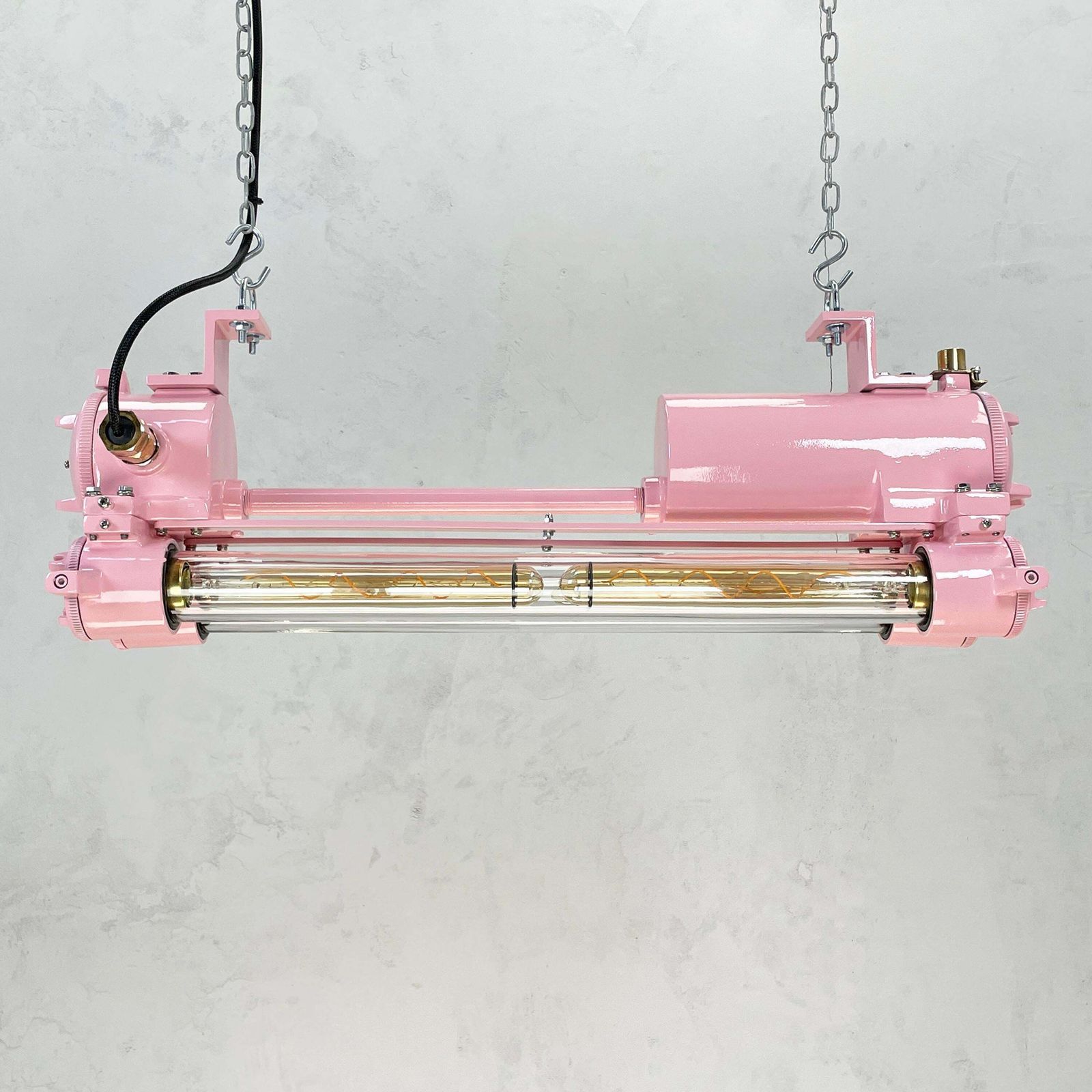 Vintage Aluminium Edison Led Flameproof Strip Light, Pink C1970