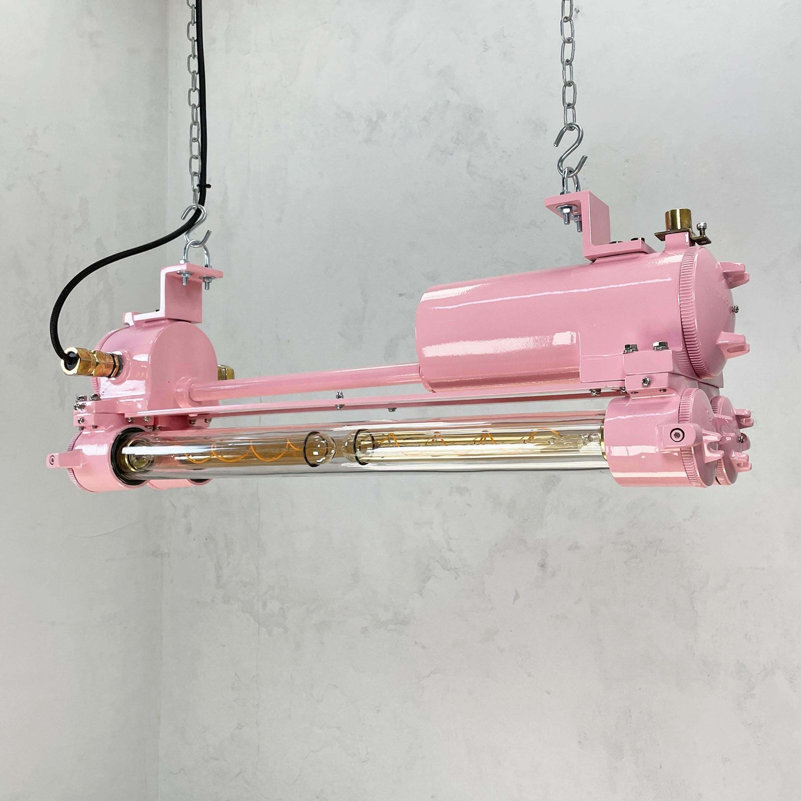 Vintage Aluminium Edison Led Flameproof Strip Light, Pink C1970 photo buy