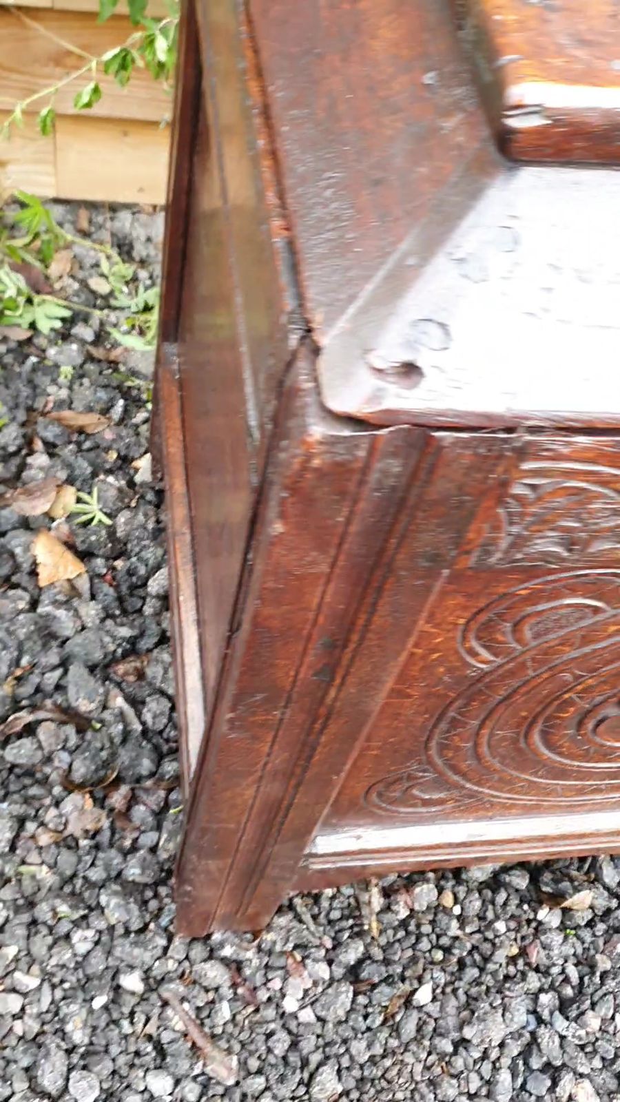 photo furniture Unusual Oak Log Bin, Made From Pieces Of 17th Century Timber