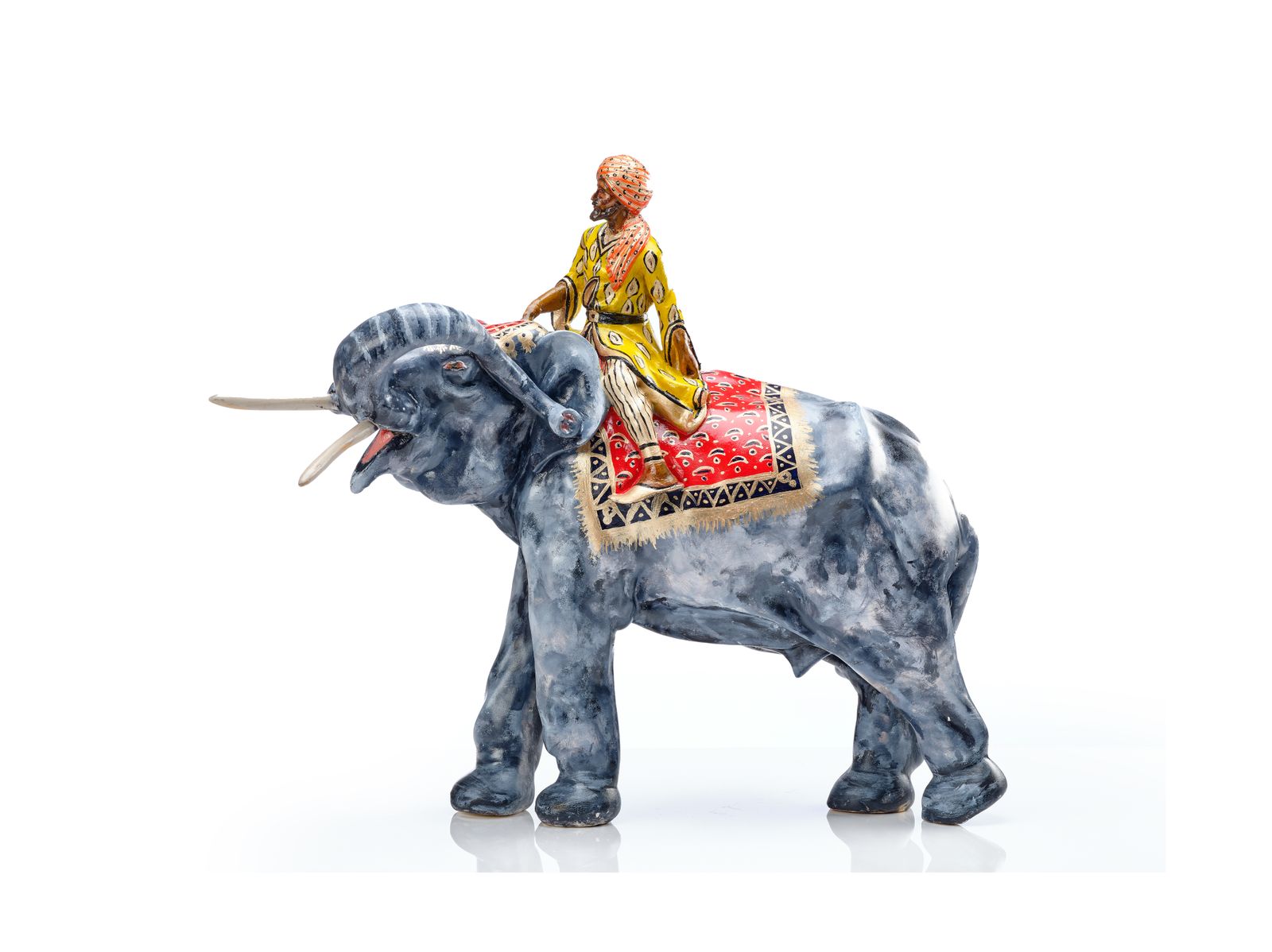 Fabulous Vintage Indian Hand Painted Earthenware 'Maharaja' Elephant Figurine, Circa 1960's photo furniture