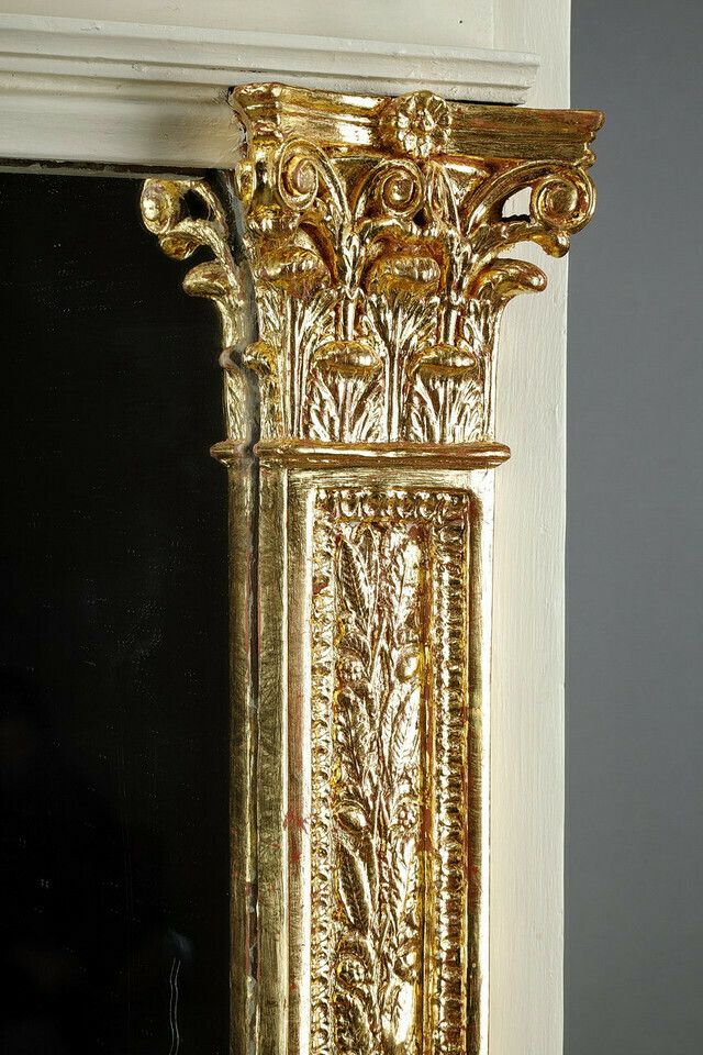 Wood And Gilded Stucco Overmantel Mirror, Empire Period, 19th Century photo Home Decor