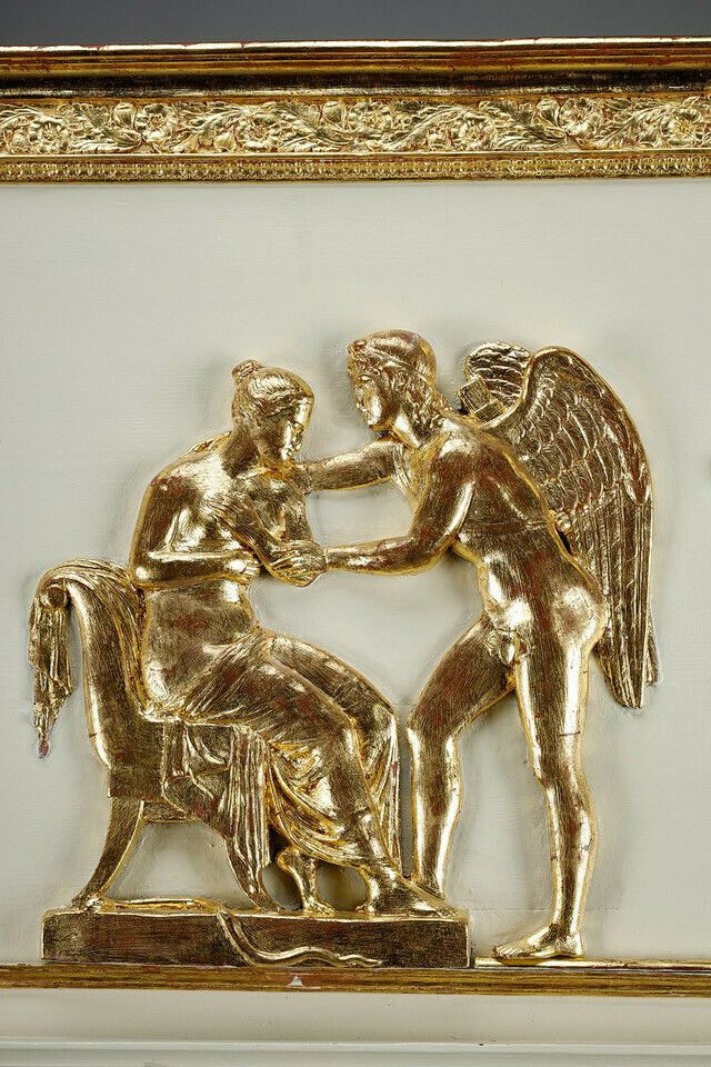 Wood And Gilded Stucco Overmantel Mirror, Empire Period, 19th Century photo buy