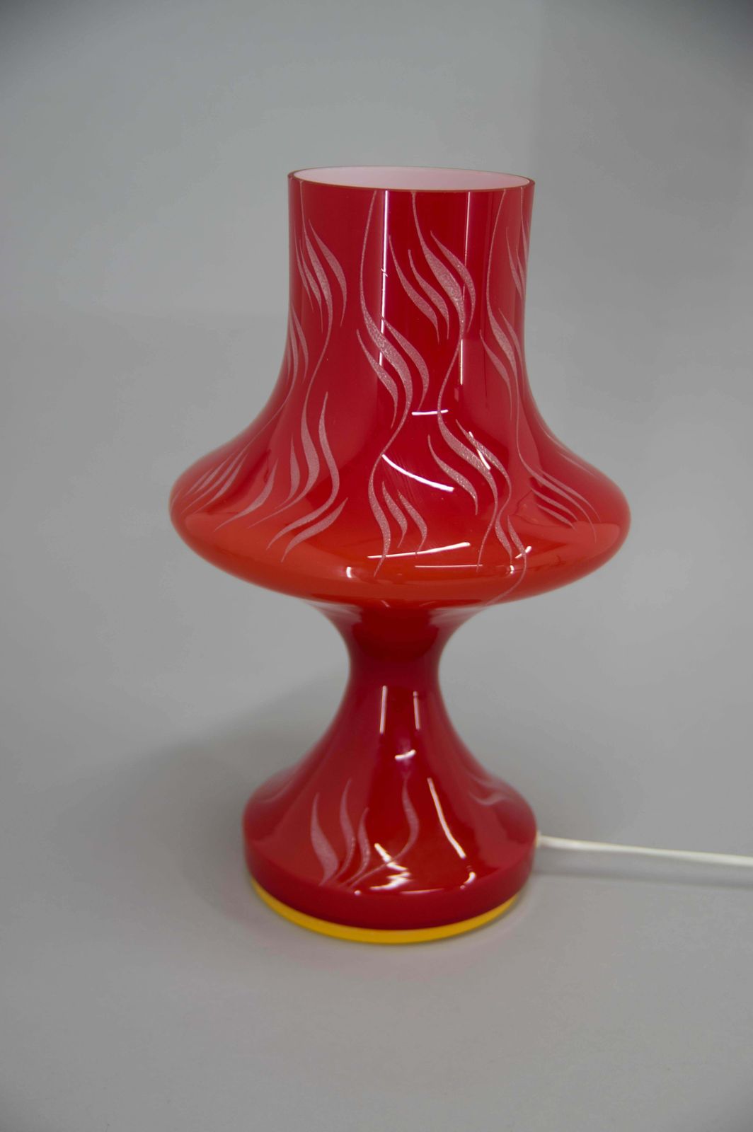 All Glass Red Table Lamp By Valasske Mezirici, 1970s photo Lighting