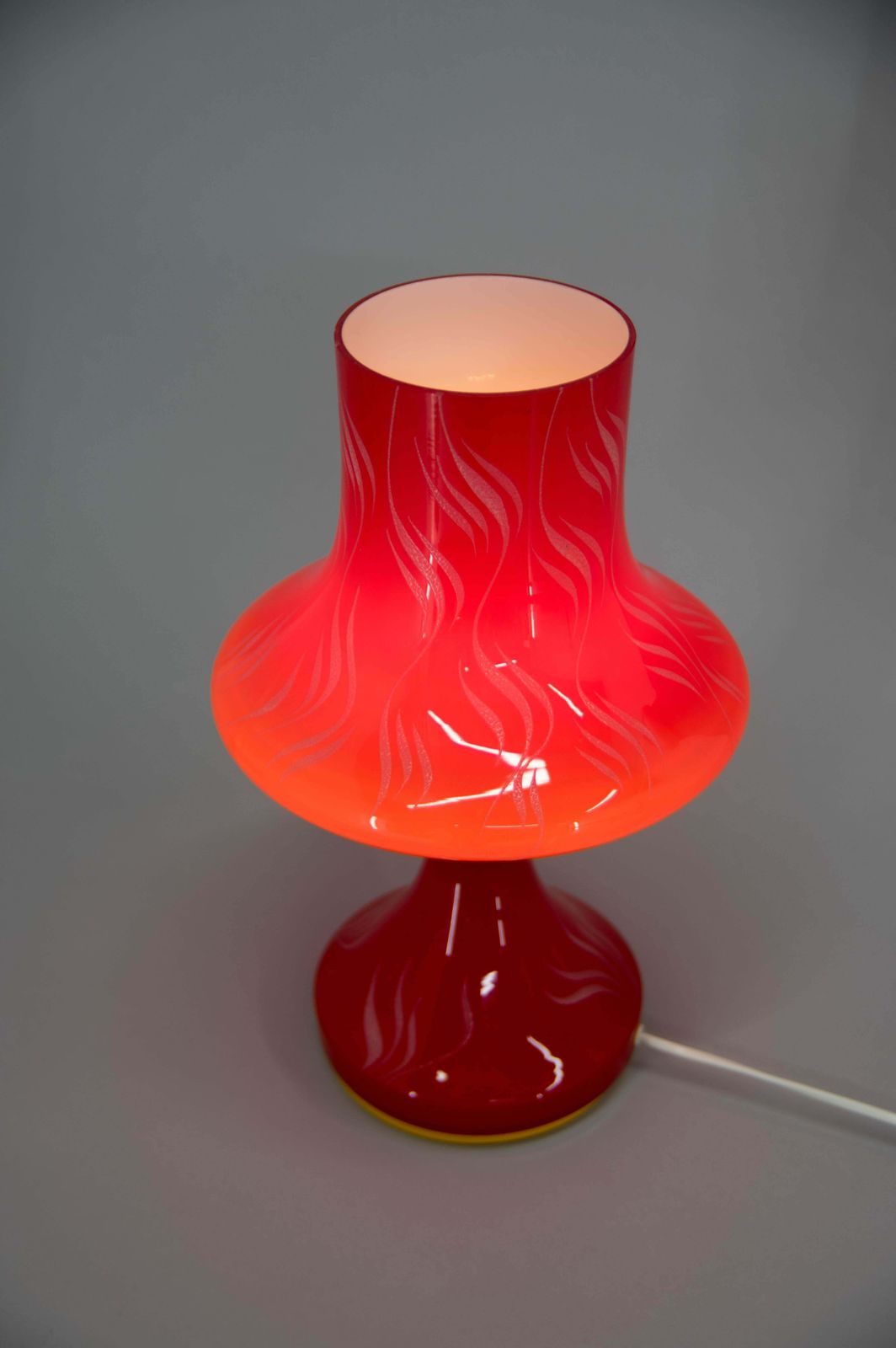 All Glass Red Table Lamp By Valasske Mezirici, 1970s photo 436.0