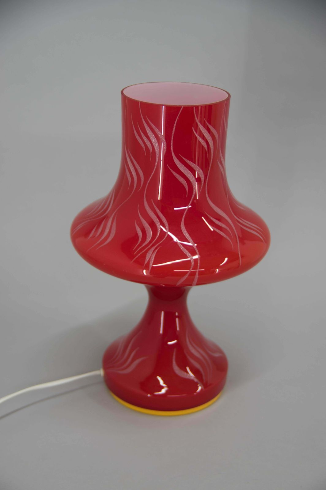 All Glass Red Table Lamp By Valasske Mezirici, 1970s photo buy