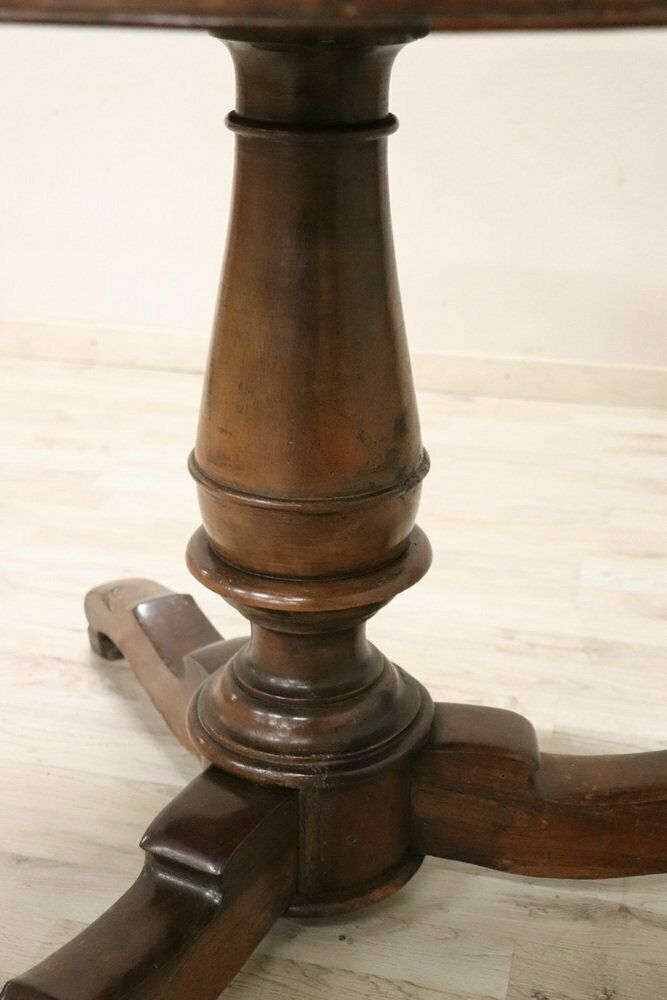 19th Century Walnut Round Center Table photo vintage