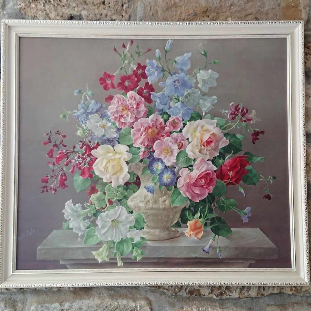 Vintage Print By Harold Clayton 'Morning Glory', A Still Life Of Vase Of Flowers
