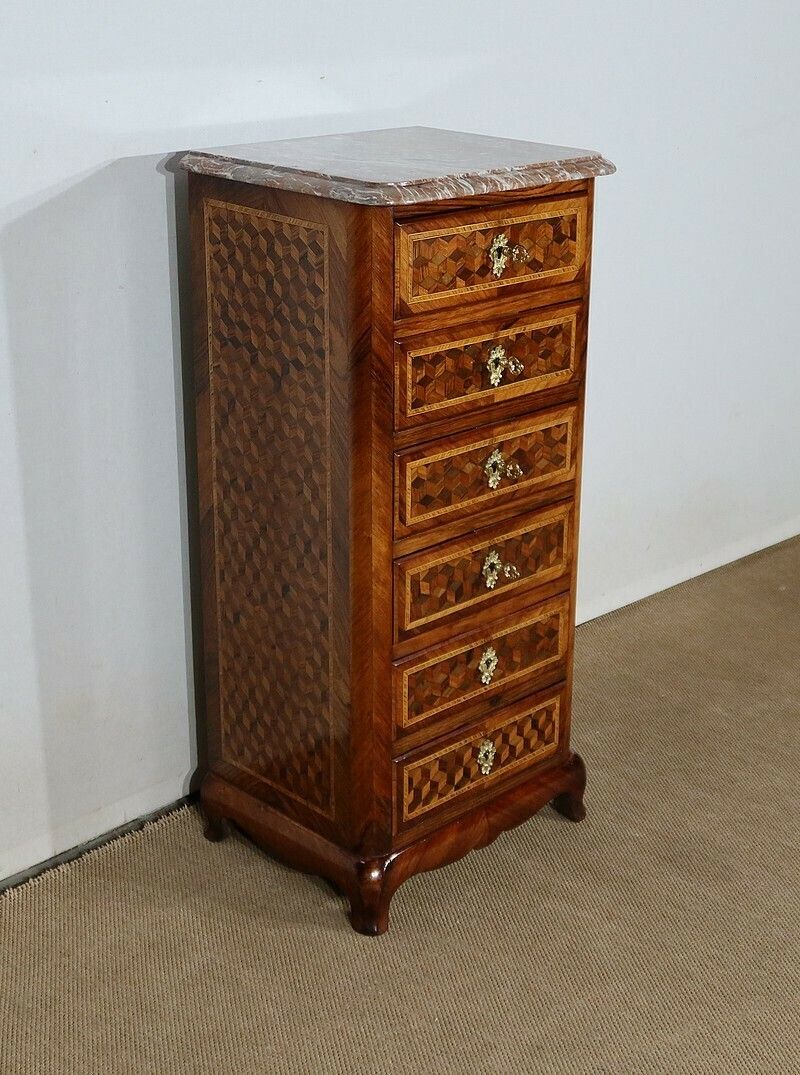 Small Chest Of Drawers In Precious Wood Marquetry, Napoleon III Period – Mid 19th Century photo furniture