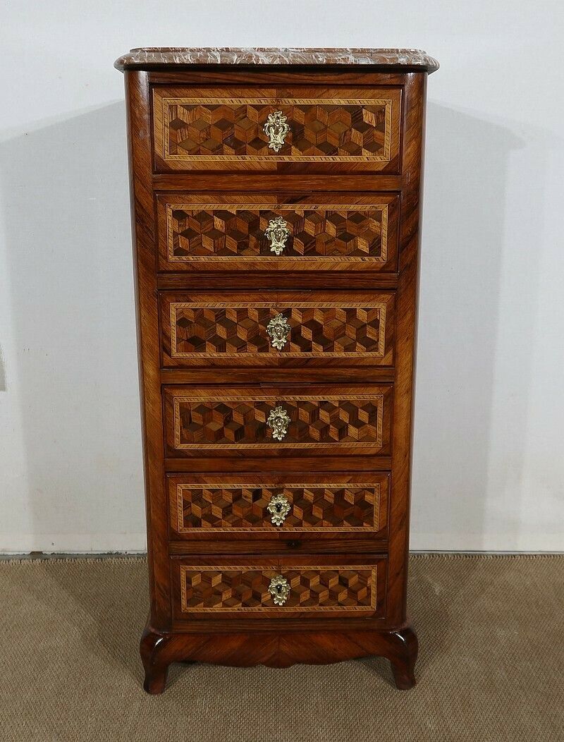 Small Chest Of Drawers In Precious Wood Marquetry, Napoleon III Period – Mid 19th Century photo buy