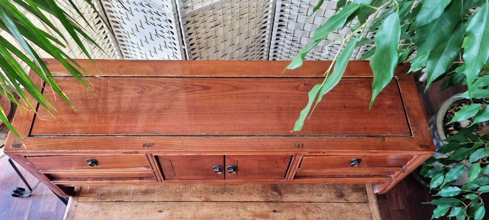 Mid Century Chinese Ming Dynasty Style Hardwood Low Cabinet photo 665.0
