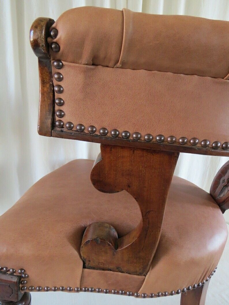 Antique Desk Chair. William IV Period C.1830 / Mahogany & Leather Library Chair. photo buy