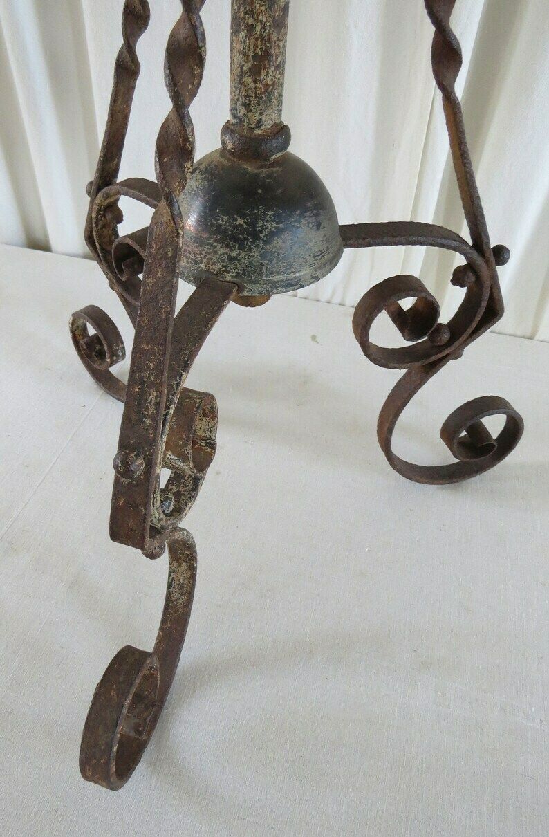 Antique Lamp Standard Early 19th Century / Oil Lamp Stand / Wrought Iron Lamp Stand. photo buy