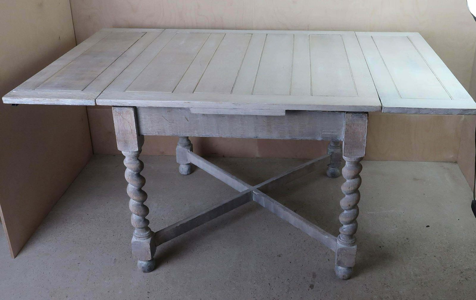 Small Antique Limed Oak Dining Table With Barley Twist Supports, English C.1920 photo Furniture